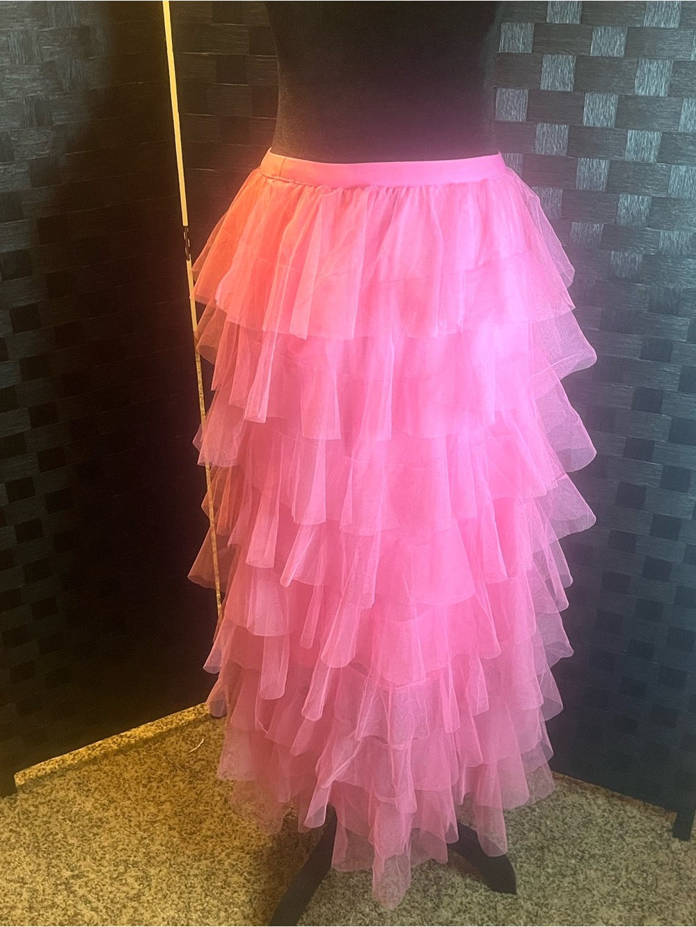 Women's Fairy Pink Layered Tulle Maxi Skirt